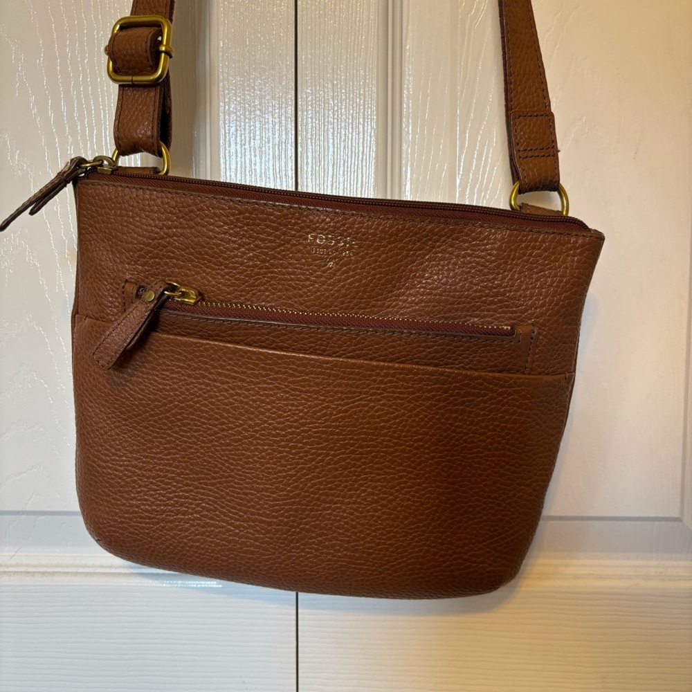 Fossil Brown Leather Crossbody Bag